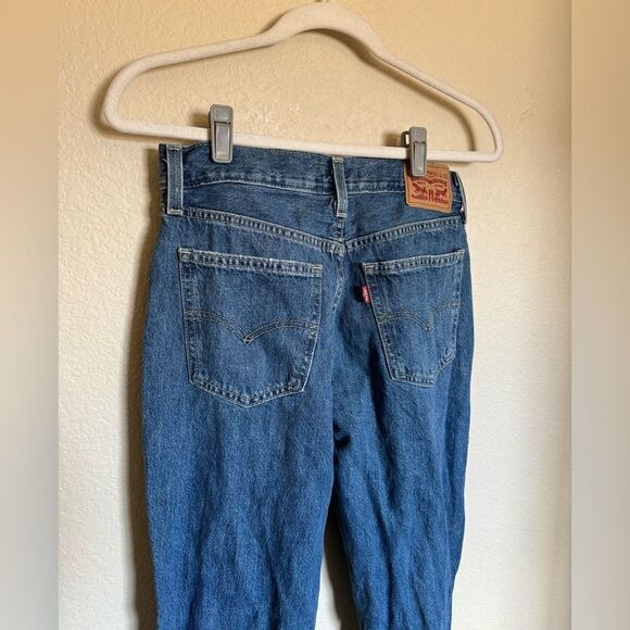 Levi‘s Low Pro Straight Jeans Sz 26 High Rise Distressed Medium Blue Wash - Picture 8 of 11